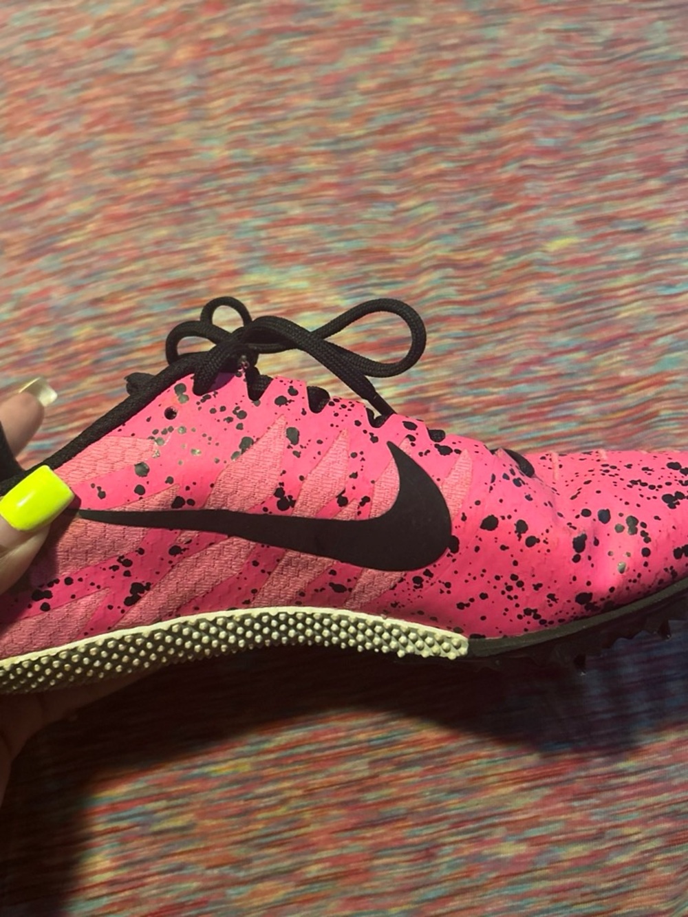 Nike Women’s Hot Pink Speckled Training Shoe with Black Swoosh